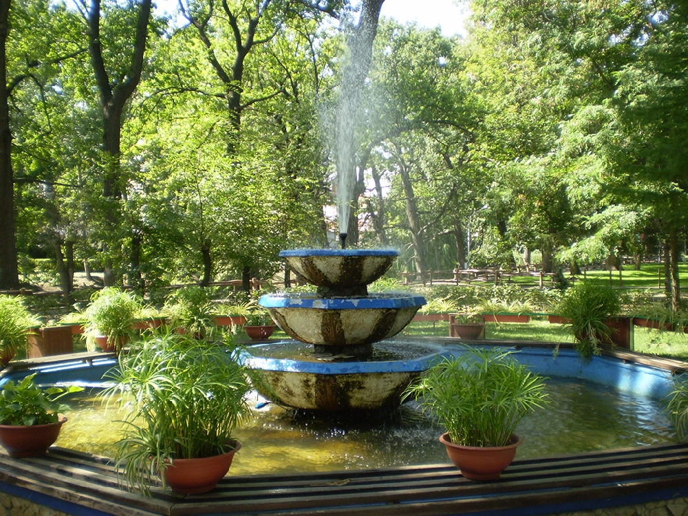 Сад и фонтан в едином стиле